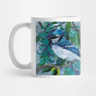 Fantasy in Blue: Blue Jay and Jade Vine Mug